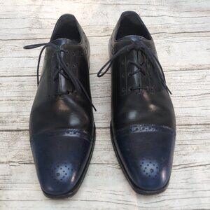 Zampiere Black and Blue Cap Toe Mens Oxford Dress Shoes Size 10.5